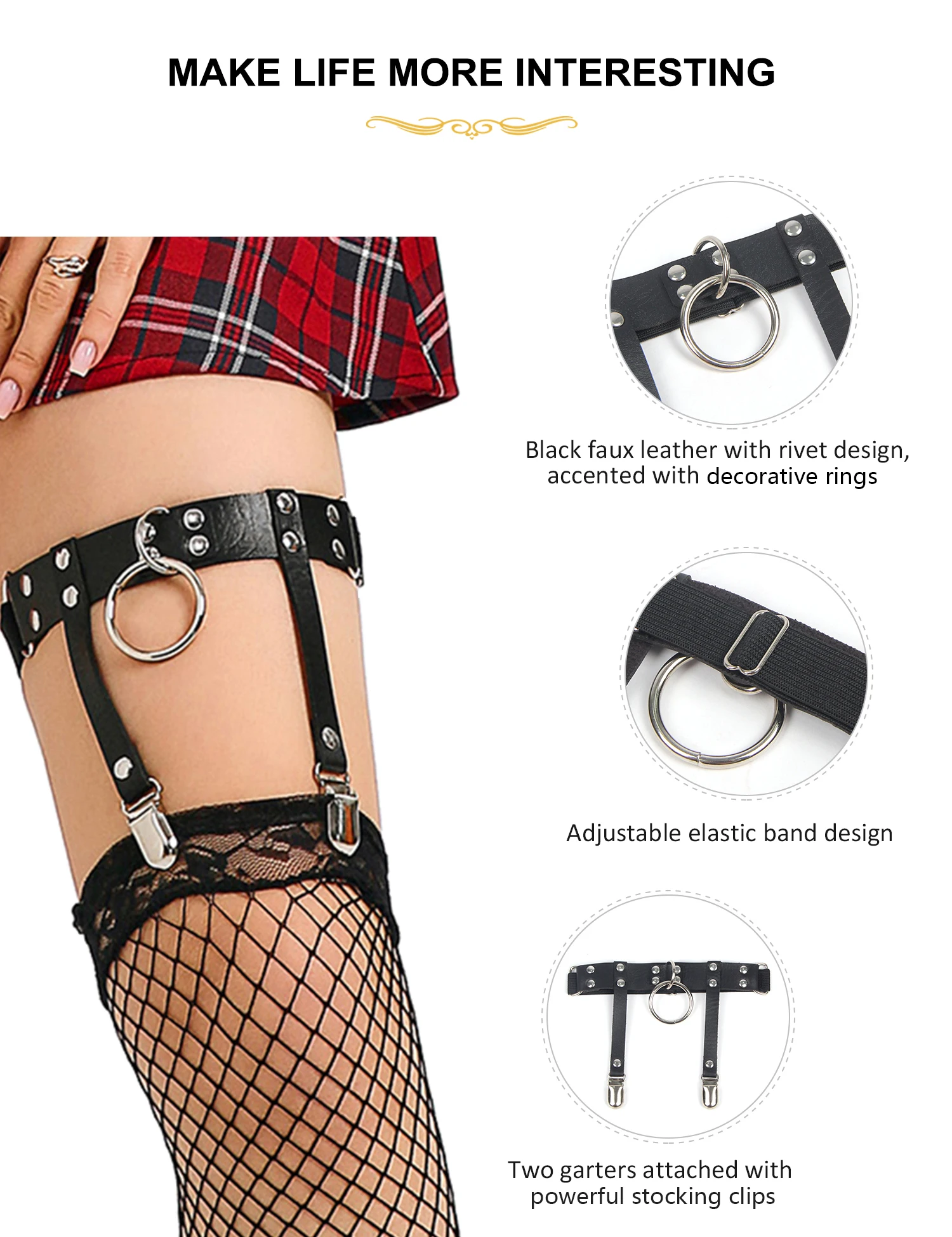 Comeondear-調節可能なイミテーションレザーのストッキングベルト,パンクレッグのループ,セクシー,ブラック,エロティック,レッグボンデージ,伸縮性,太もものハーネス