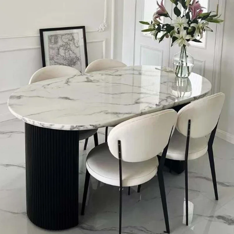 

Marble Designer Dining Table Chairs Set Modern European Luxury Dining Table Kitchen Rectangular Mesa De Comedor Furniture