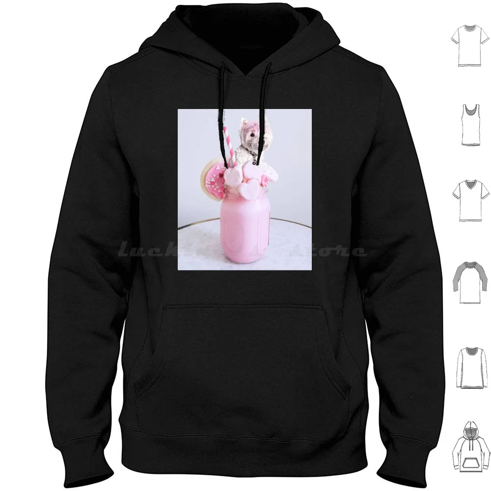 Westie Pink Marshmallow Shake Hoodies Long Sleeve Westie Dog Terrier Puppy White Cute West Highland Terrier Pet Westie