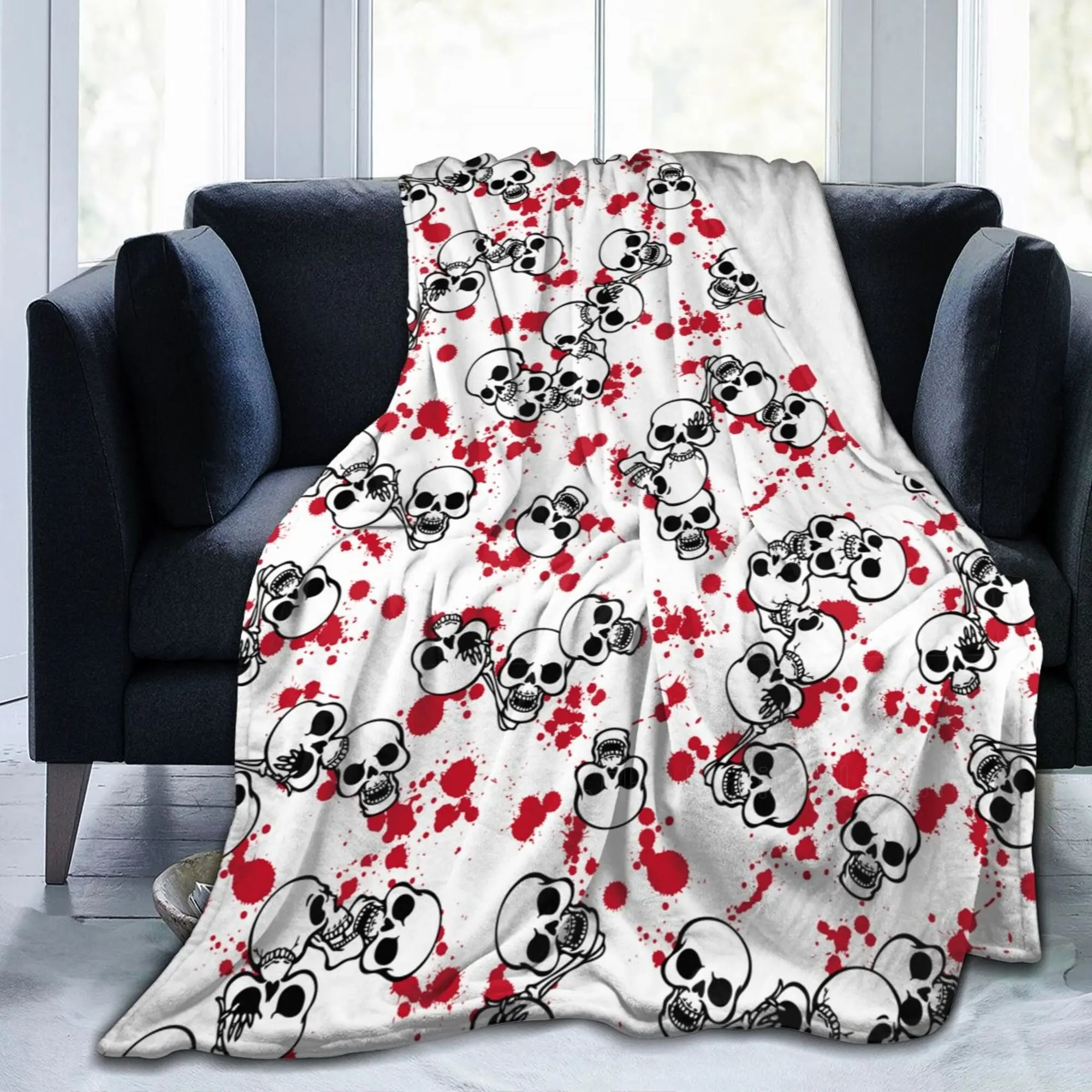 

Mexican Sugar Skull Flannel Blankets Vintage Soft Warm Lightweight Throw Blankets for Home Office Couch Bed Sofa Car All Season