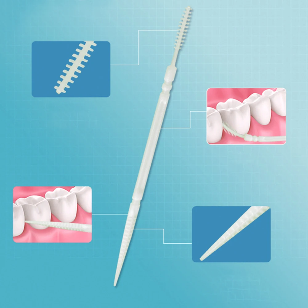 Palillos de dientes dentales, cepillo Interdental desechable de diseño de doble punta, herramienta de limpieza Dental, suministros portátiles para el cuidado bucal, 100/200 unidades