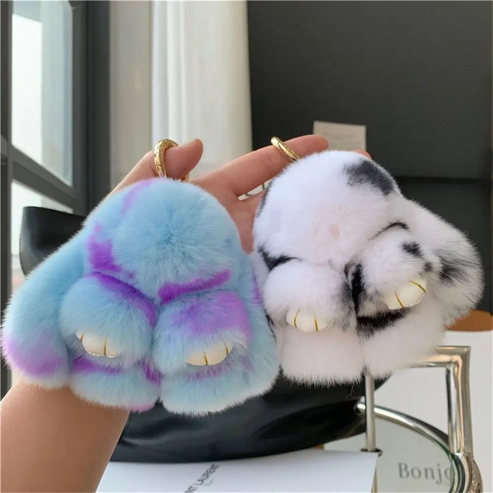 Bambole di peluche Portachiavi in pelliccia di coniglio Borse Ciondolo Borsa Fascino Portachiavi coniglietto Ciondolo per zainetto Anello in lega Portachiavi in peluche con coniglio