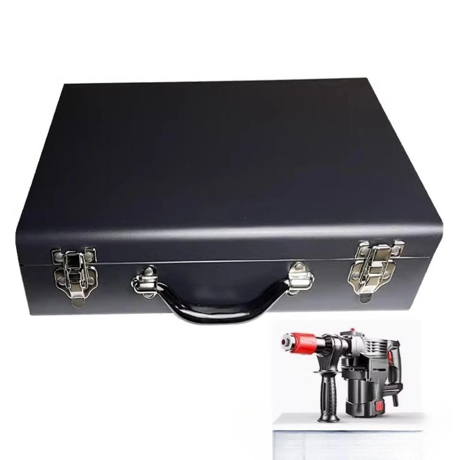 Electric Hammer Storage Box W/ Locking latches Wearproof Multi-use Protective Utility Box for Workshop Garage Electricians