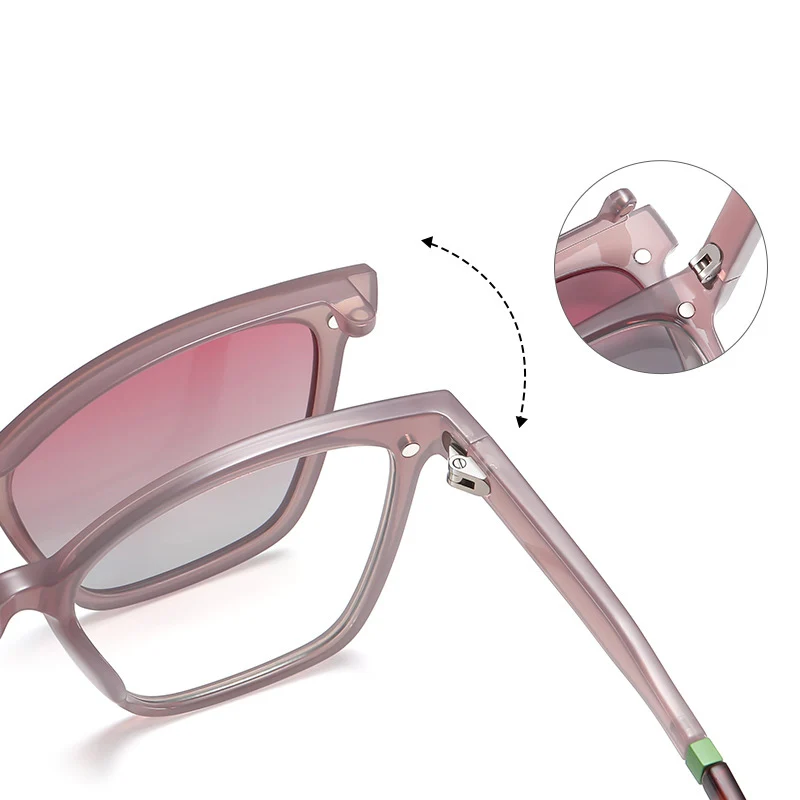 KANDREA Cateye Metal Glasses Frame Women Magnetic Myopia Dual-Purpose TR90 Ultra-Light Fashion Polarized Sunglasses CG7704
