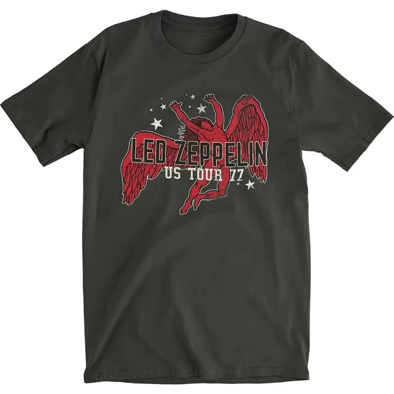 US Tour 77 Icarus Led Zeppelin Band T-Shirt Cotton Graphic Tee Men Women Summer Streetwear