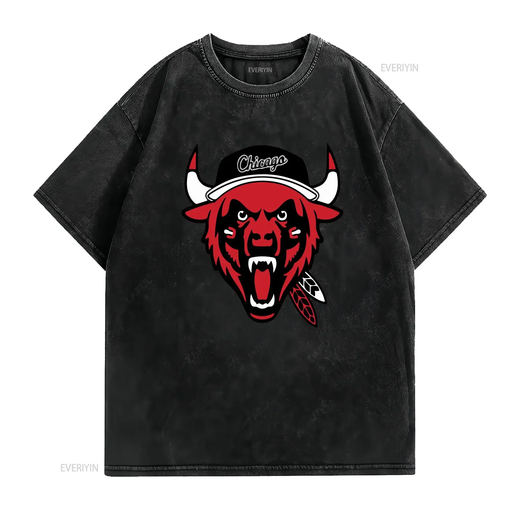 Chicago Sports Logos Mashup T Shirt vintage Washed homme Stretched Breathable fashion Stylish Slightly Versatile