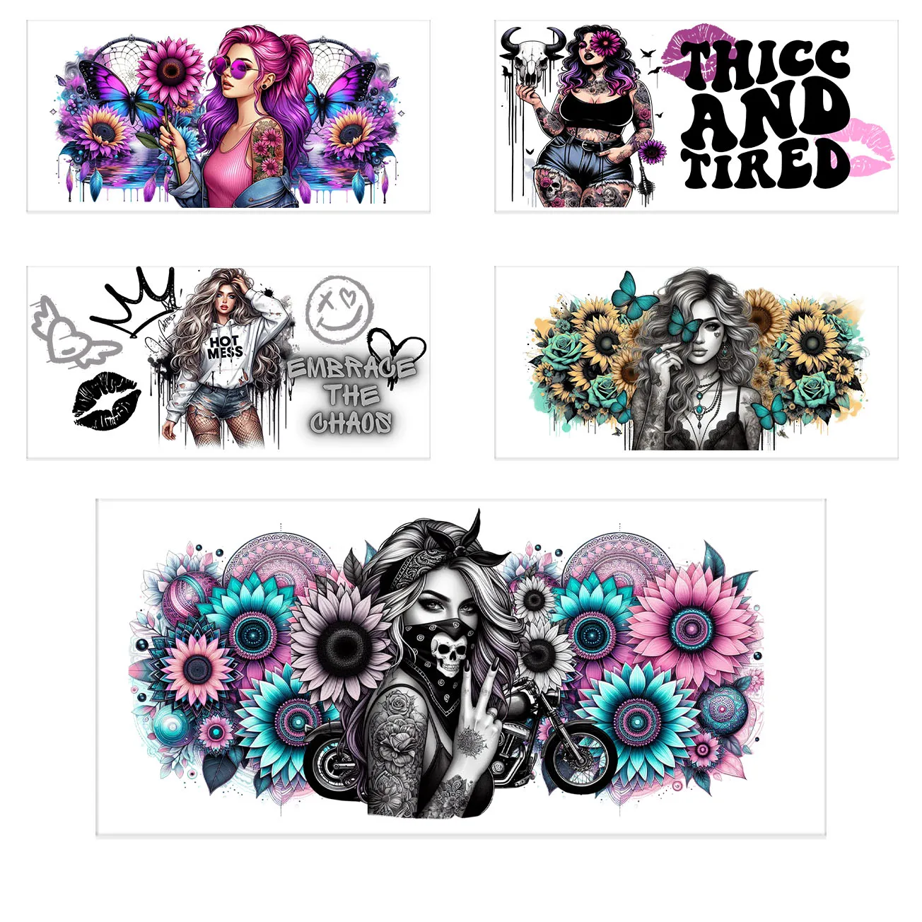 

Girl power Series Easy peel waterproof DIY Decals 3D transfers uvdtf crystal stickers 16oz uv dtf cup wraps for Glasses