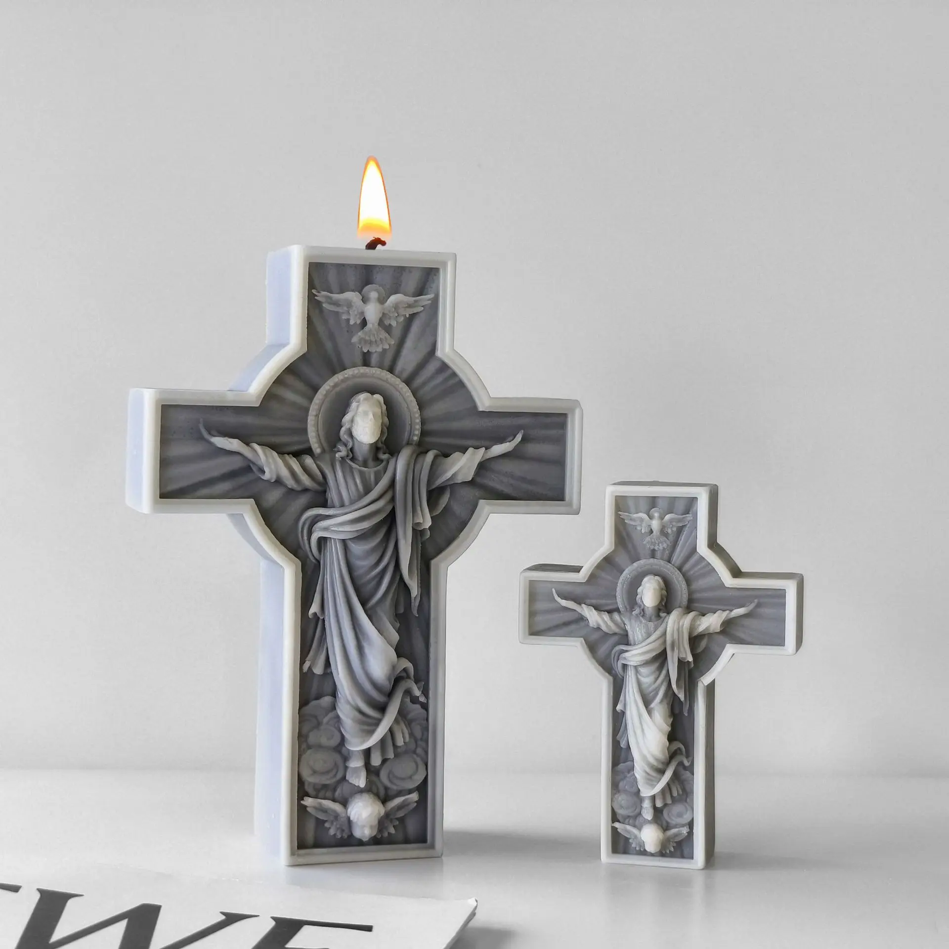Jezus Krzyż Aroma Świeca Silikonowa Forma Jezus Portrety Halloween Krzyż Formy Gipsowe — zdjęcie 5