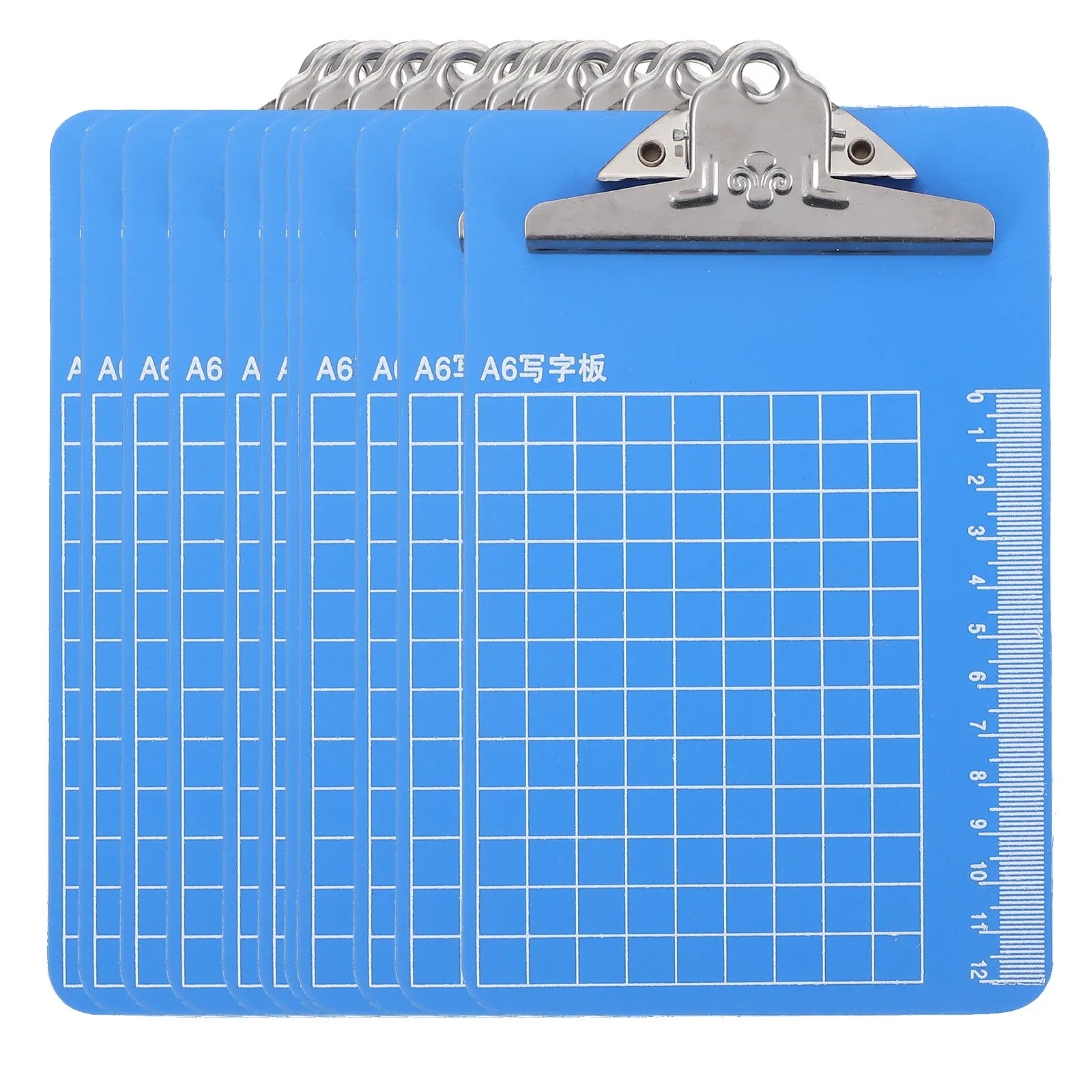 10pcs-sturdy-plastic-clipboards-a6-writing-folder-with-ruler-measurement-space-saving-hanging-clip-board-for-paper-holding-note