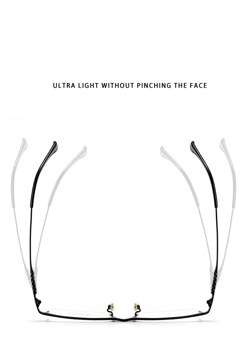 Mode geschäft ultraleichte reine Titan quadratische Brille Luxus Halb rahmen Herren Brille optische Brille 804 – Detail 6