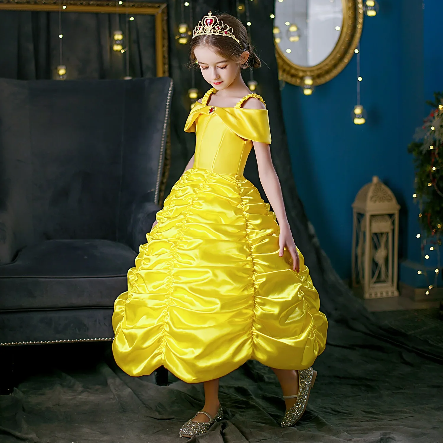 Princess Dress Halloween Cosplay Belle Costumes Beauty and The Beast Kid Dress For 2-10Y Girls Birthday Party Children Clothing