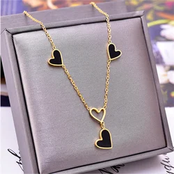 316L Stainless Steel New Fashion Fine Jewelry Minimalism Welding Love Heart Charms Chain Choker Necklaces Pendants For Women