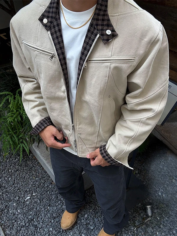 

Waed Canvas ort Jaet Мужская весенне-осенняя американская ретро-стойка с воротником-стойкой Спецодежда Верхняя одежда Прочное полиэфирное волокно