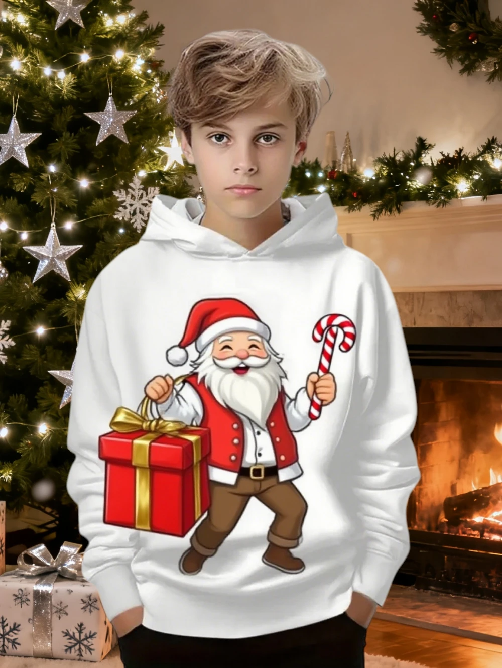 عيد الميلاد سانتا كلوز الأطفال هوديس 3D طباعة الأيائل طويلة الأكمام الخريف بلوزات الكرتون البلوز ملابس رياضية للأطفال