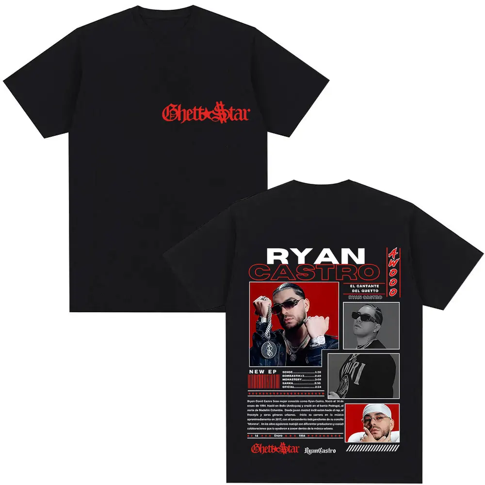 Camiseta del rapero Ryan Castro Tour 2025 del álbum Merch, ropa para hombre, camisetas de manga corta de Hip Hop Rock, camisetas de algodón de gran tamaño a la moda