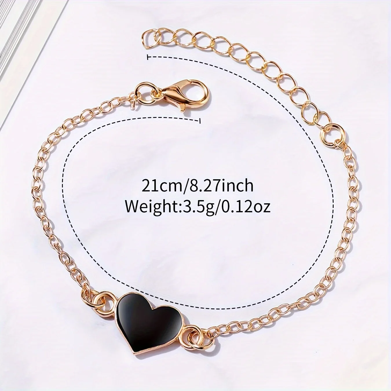 2pcs Business Fashion Quartz Watch Elegant Golden Wrist Watch & Heart Charm Bracelet Set R Gifts For Eid