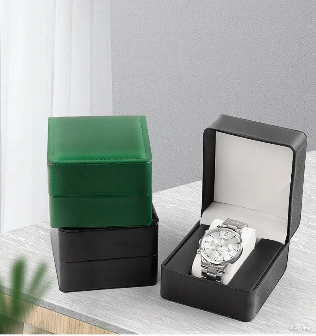PU Leather Single Watch Gift Box Clamshell Display Case with Pillow Travel Jewelry Organizer for Men