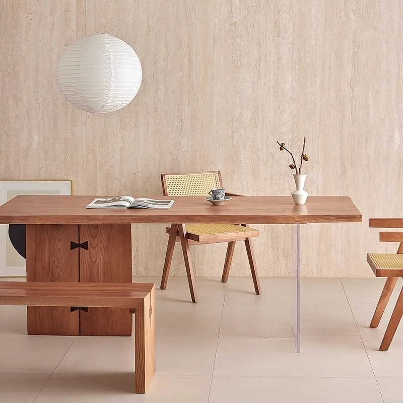Modern Solid Wood Floating Table Nordic Creative Living Room Study Office Desk Transparent Acrylic Home Furniture Mesa FYFD