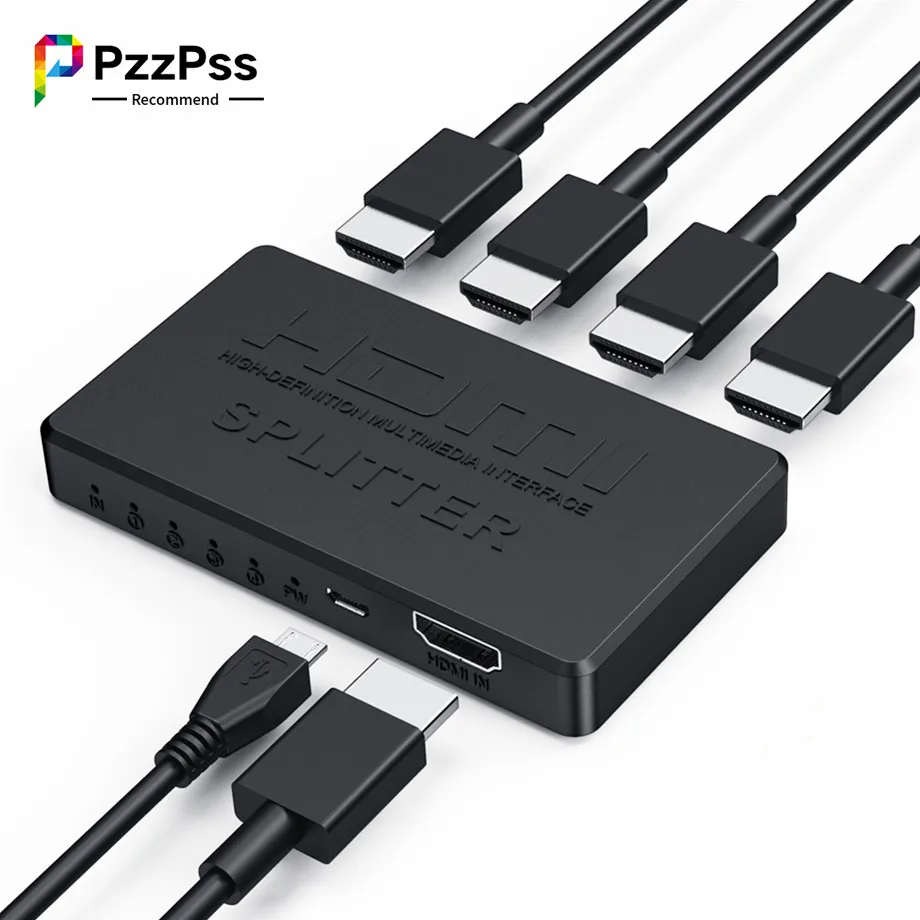 Répartiteur HDMI 1 entrée 4 sorties 4K 2K, commutateur HDMI 4x1, adaptateur compatible HDMI, commutateur vidéo HD 1080P pour Xbox PS4 DVD HDTV PC