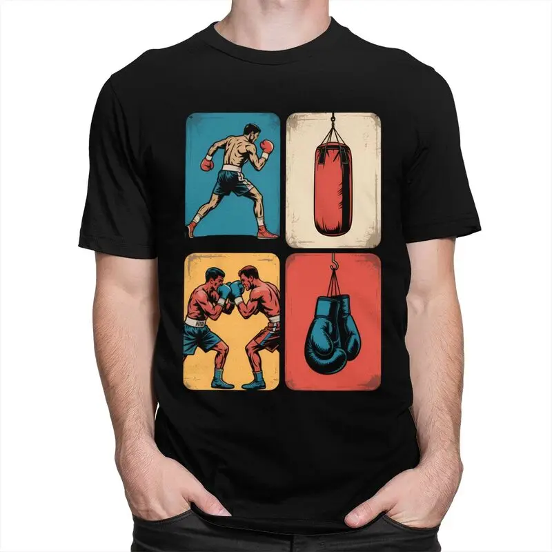 Boxer Boxing Fitted Scoop Tshirt for Men Short Sleeve Novelty Clothing Streetwear Summer Loose Oversized 100% Cotton Camisetas