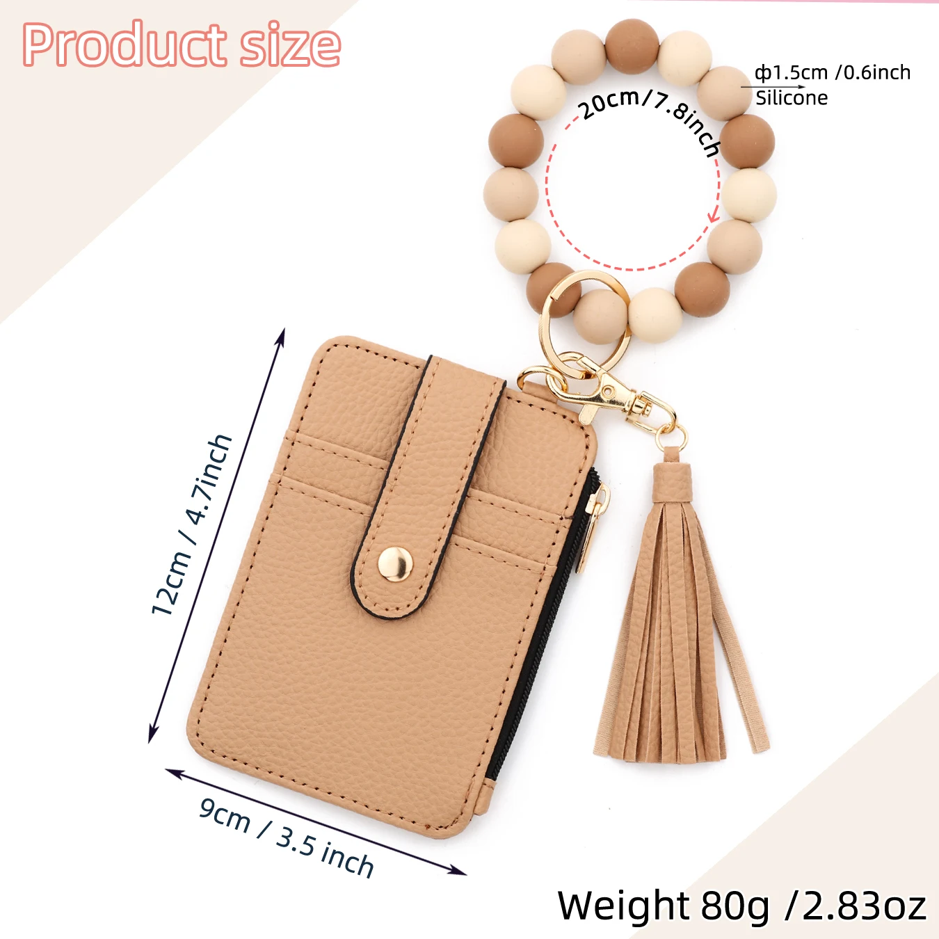2025Key Ring Bangle Purse Designer Leopard Leather Card Holder Silicone Beaded Credit Cards Keychain Wallet