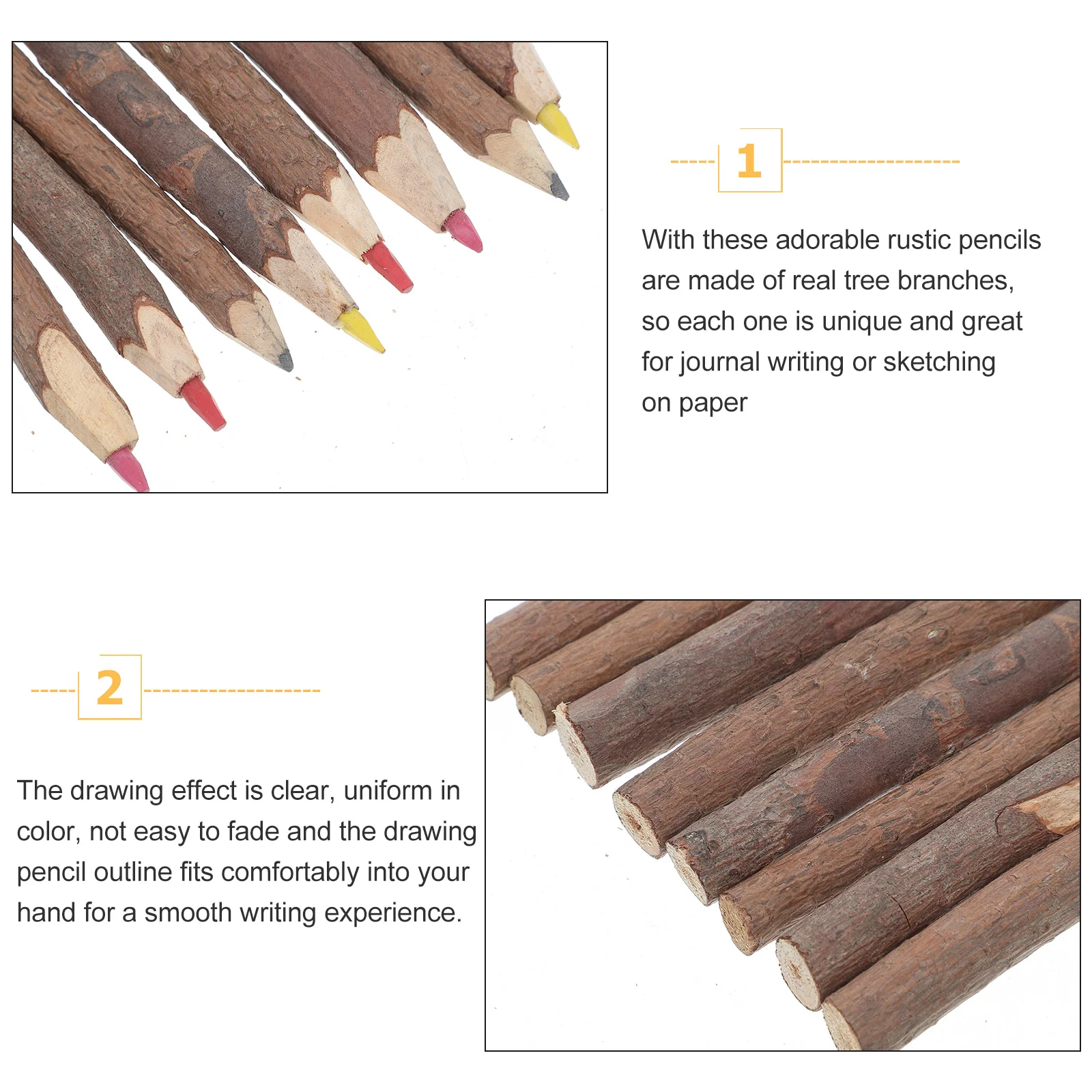 8 Pcs Drawing Pencils Branch Colored Bark Wooden Tree Twig Fine Texture Artist Sketching