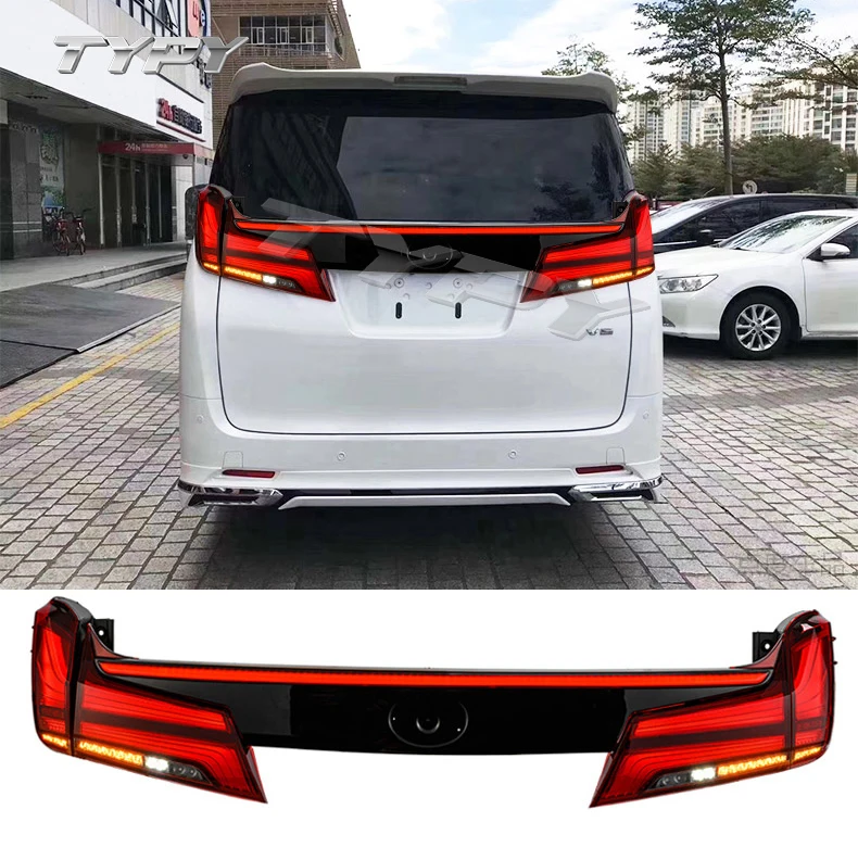 Car LED Through Taillight Assembly Brake Light Driving Lamp With Streaming Turn Signal Through For Toyota Alphard And VELLFIRE