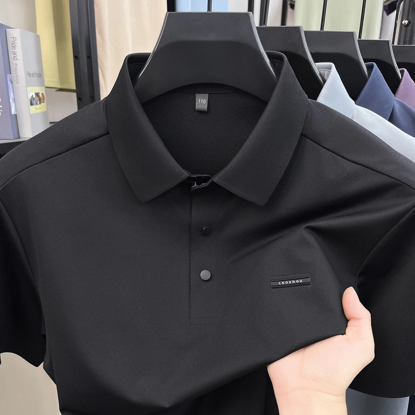 High quality men's summer new product short sleeved polo solid color casual fashion versatile simple skin friendly