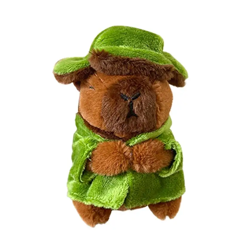 Capybara Keychain Plush Capybara Pendant For Backpack Plush Animals Toys Coat Flowered Jacket Pigtail Cassock Capybara Pendant