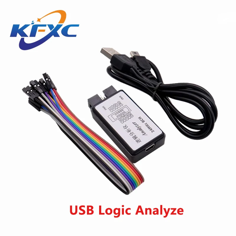 Logic Analyzer 24MHz Logic Analyzer Device USB Logic Analyzer Device Set Mini Digital Pocket Size 8 Channel Input Memory 24MHz