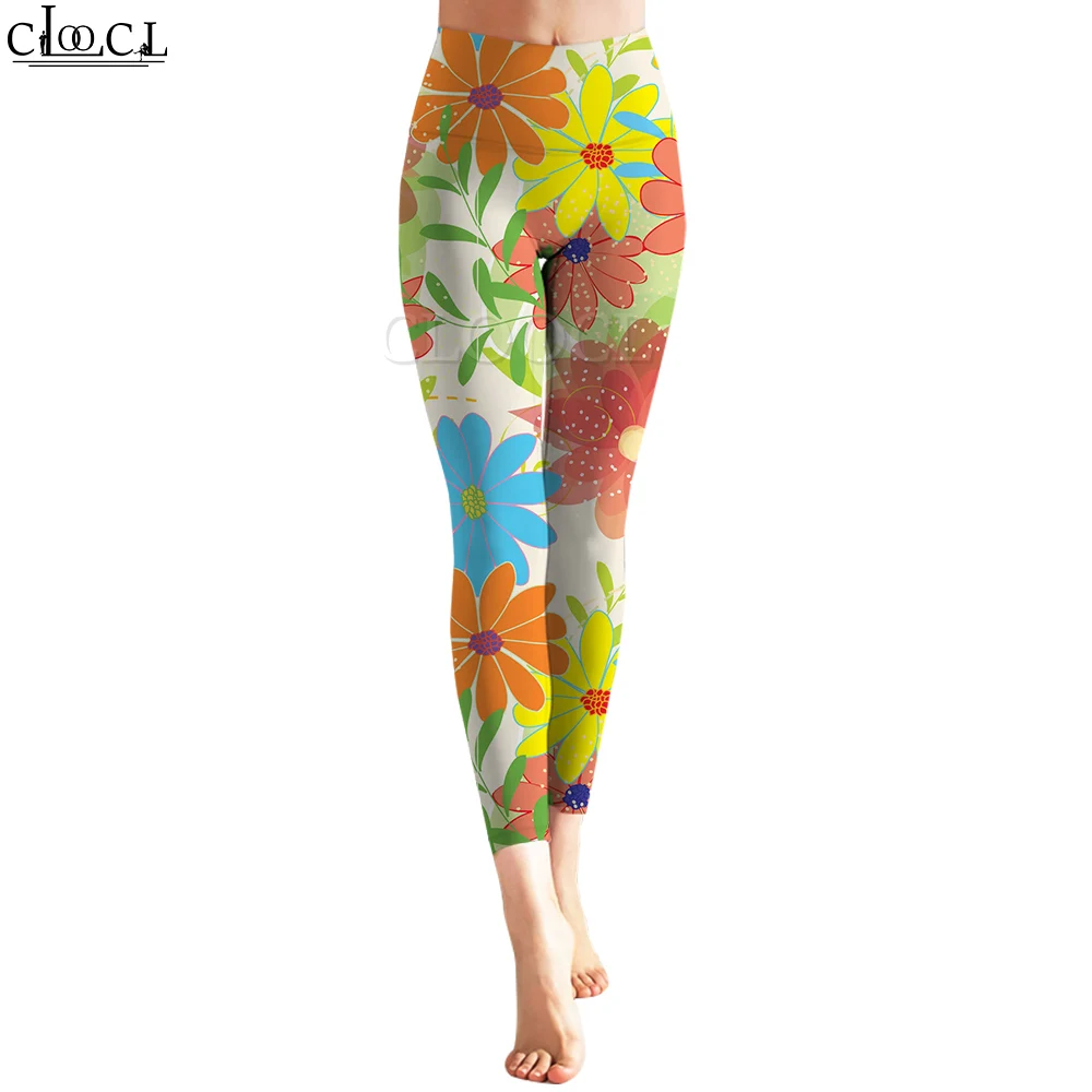 CLOOCL Leggings Women Body Shaping Trousers High Waist Push-Up Yoga Pants Fashion Harajuku Colorful Floral Printing Leggings
