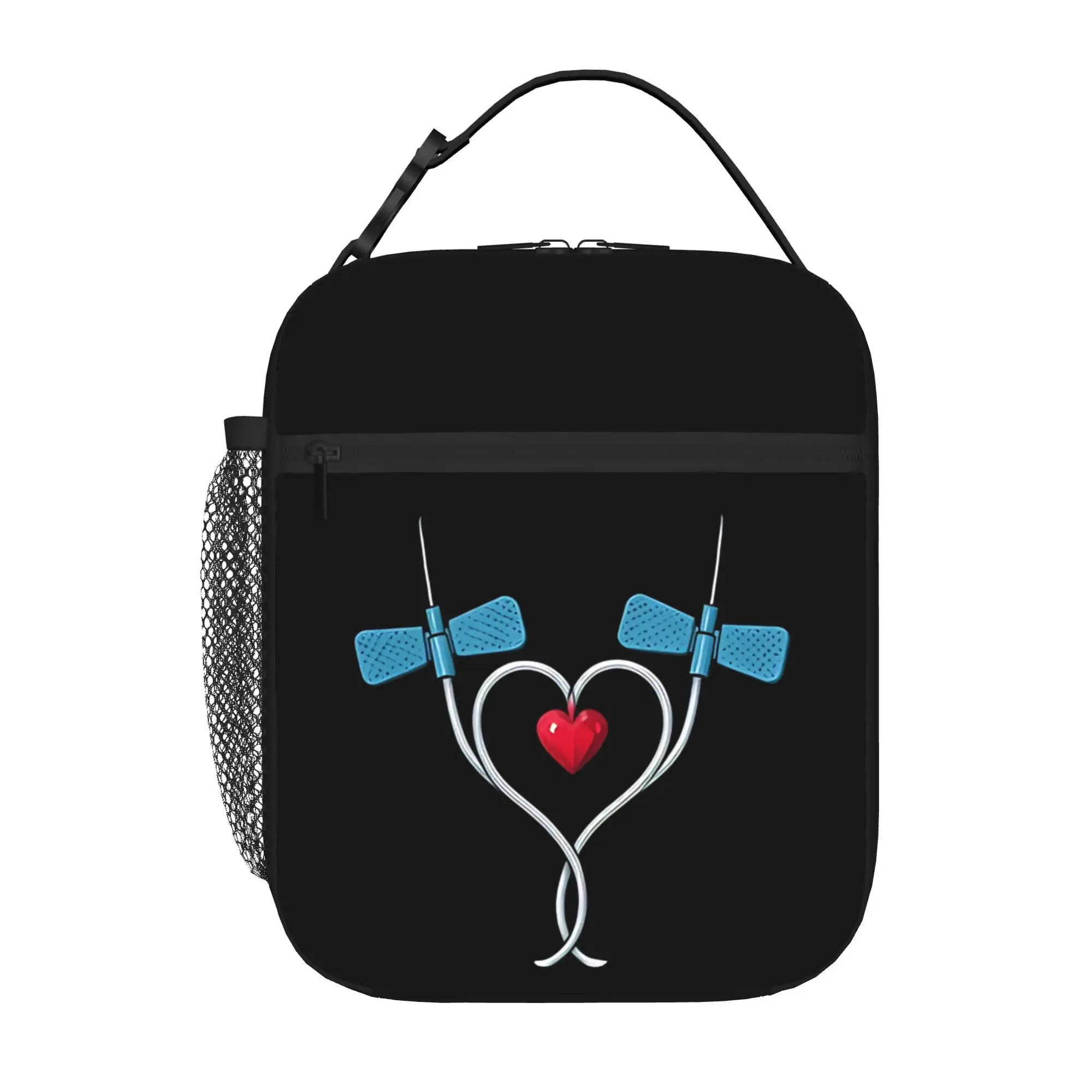 1 Piece Portable Lunch Container Needles Heart Zipper Closure Durable Pocket Medical For Lunch Box Bag