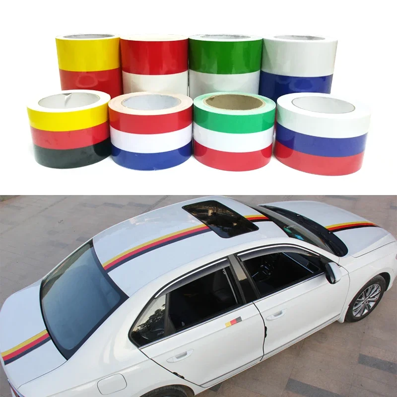 

7.5/15*100cm Russia German France Belgium Italy Flag Stripe Decal Bumper Car Body Stickers For BMW KIA Lada Honda Toyota MG etc.