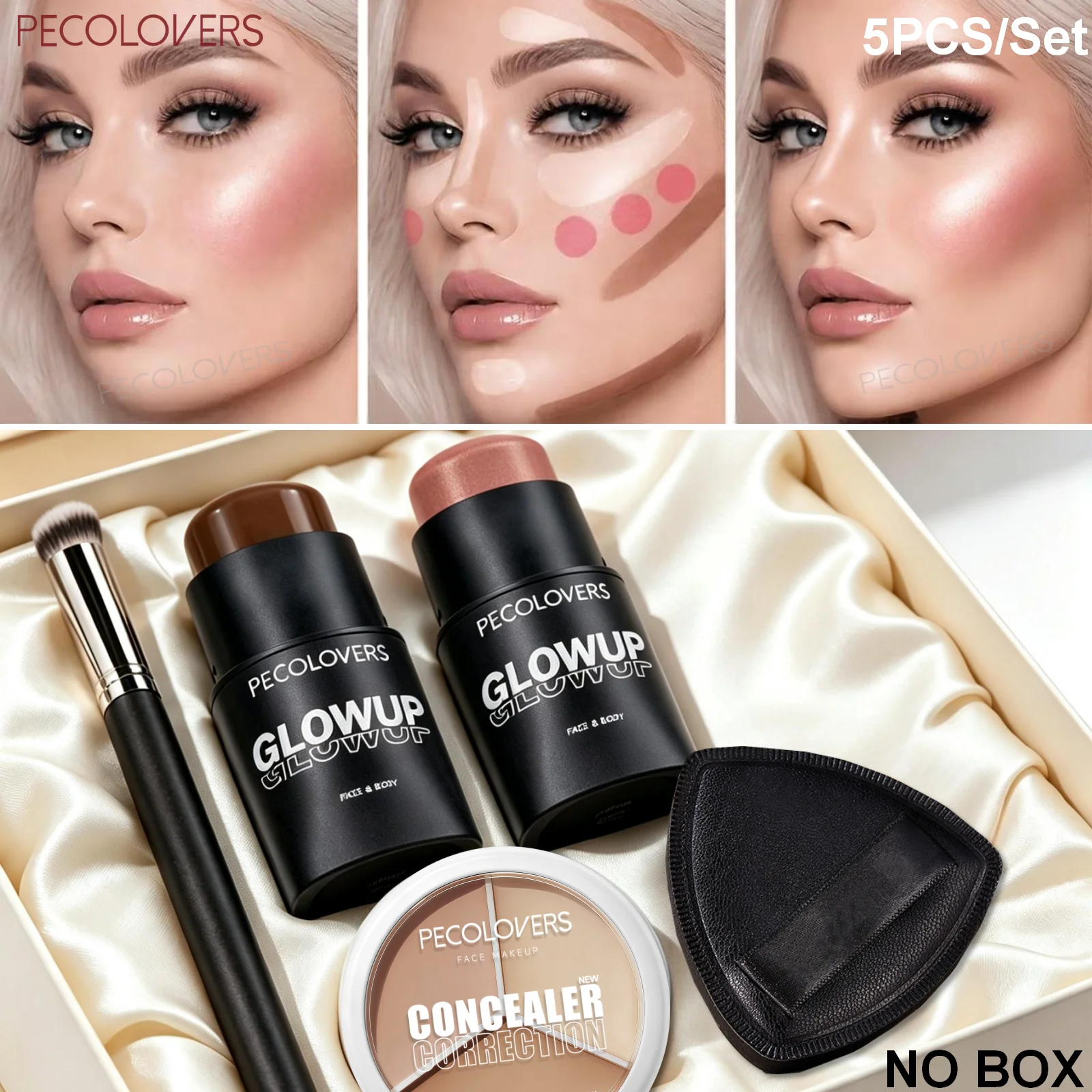 5PCS/Set Face Makeup Set - Smudge-resistant, Covers Dark Circles, Acne Marks and More, Sculpts and Brightens The Face, Matte