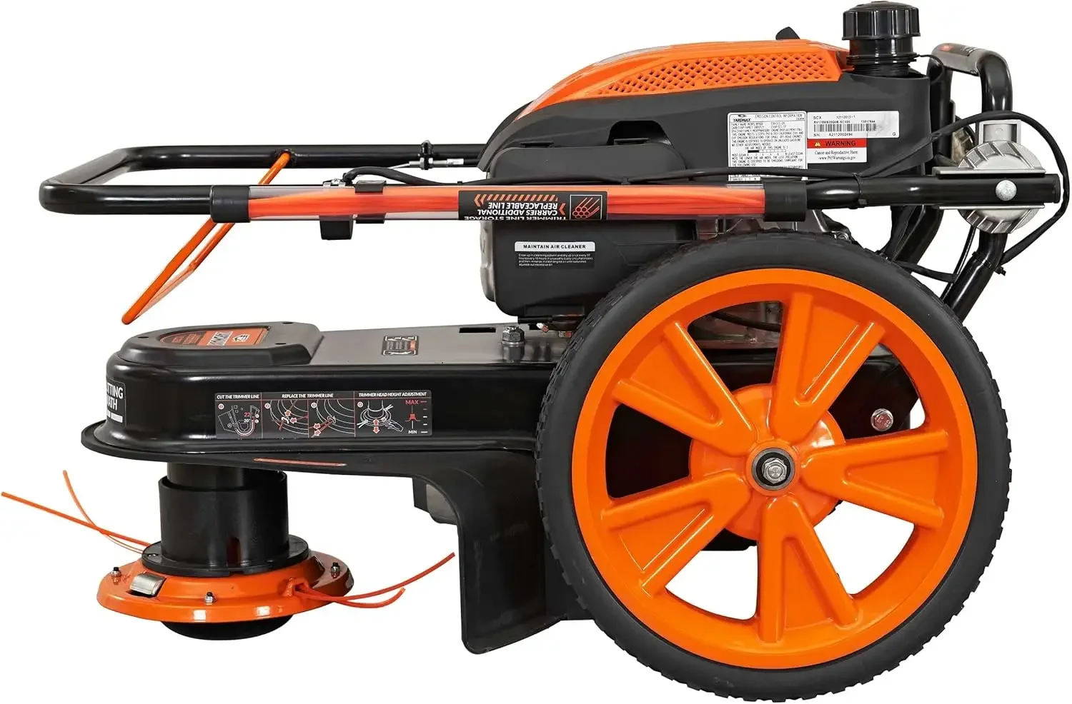 22 in. 170cc Gas Walk Behind String Trimmer Mower Orange Designed to get big jobs done fast Tool-free height adjusting