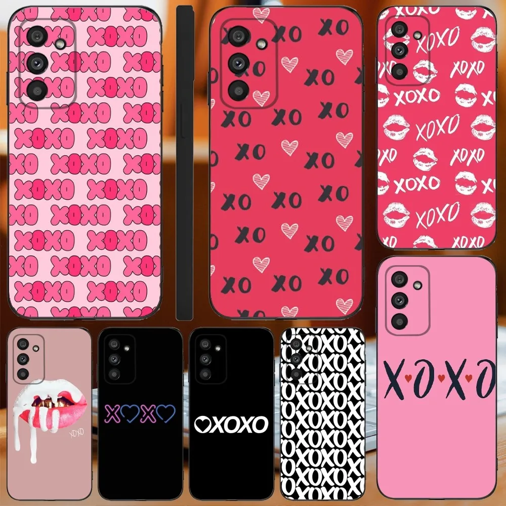 Kisses Valentine Phone Case For Samsung Galaxy A13,A21s,A22,A31,A32,A52,A53,A71,A80,A91 X-Xoxo- Soft Black Cover