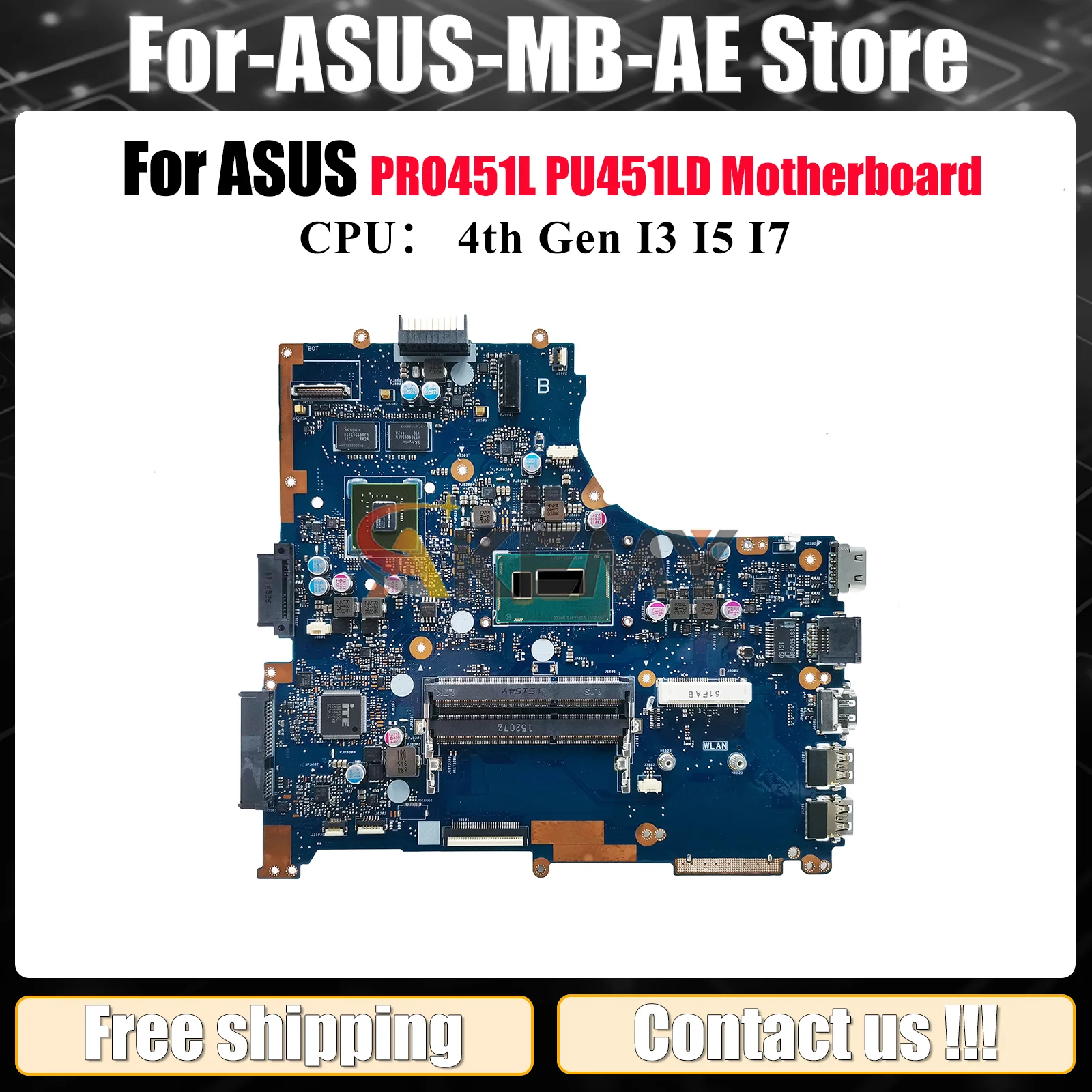 

PU451LD Laptop Motherboard For ASUS VivoBook PRO451L PU451L PU451LD Notebook Mainboard With I3 I5 I7 CPU 100% tests OK fast ship