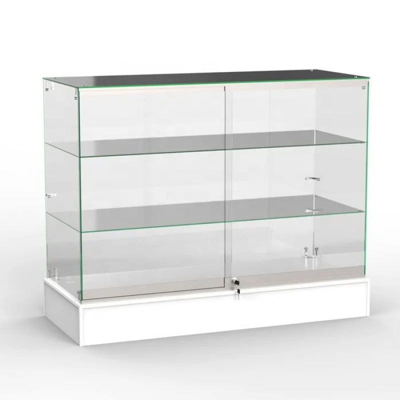 

custom.48 inch Wide Lockable Smoke Shop Counter Retail Store Frameless Display Showcase for Display