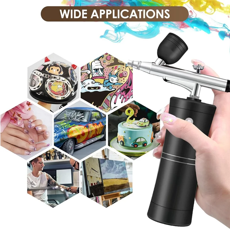 A47F-Airbrush Kit Akku-Mini-Airbrush mit Kompressor-Set mit 0,3 mm Düse, tragbare Spray-Gesichts-Make-up-Sauerstoffmaschine
