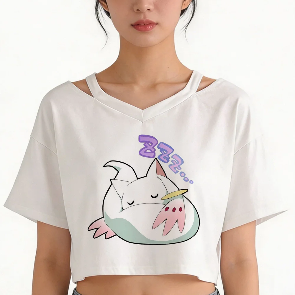 Madoka crop top female 2000s goth anime shirt anime manga graphic cheap emo