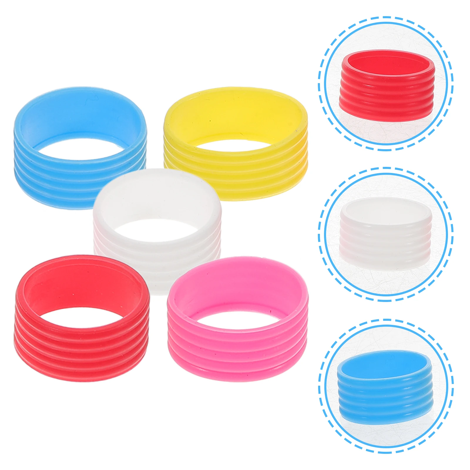

5 PCS Tennis Grip Band Sweat-absorbing Silicone Ring Pickball Overgrip Designed