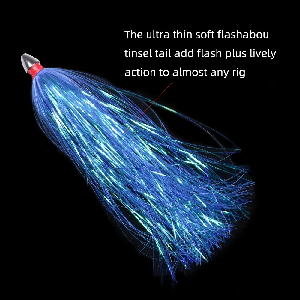 3er-Set/6er-Set 13cm/4,5g Mylar Flash Teaser mit beschwerte Taille und Mylar-Skirt – Salzwasser-Schleppköder für Seebarsch, Mahi-Mahi, Wahoo – Detail 5