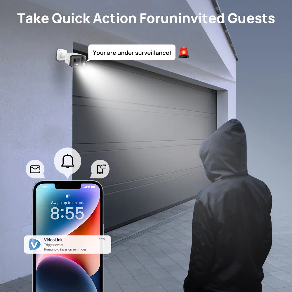 Vikylin 4mp 4mm doppio obiettivo di videosorveglianza 180 ° telecamera panoramica per hikvision compatibile personale e veicolo di rilevamento bidirezionale audio prigione responsabile nutrizione Poe telecamera IP este