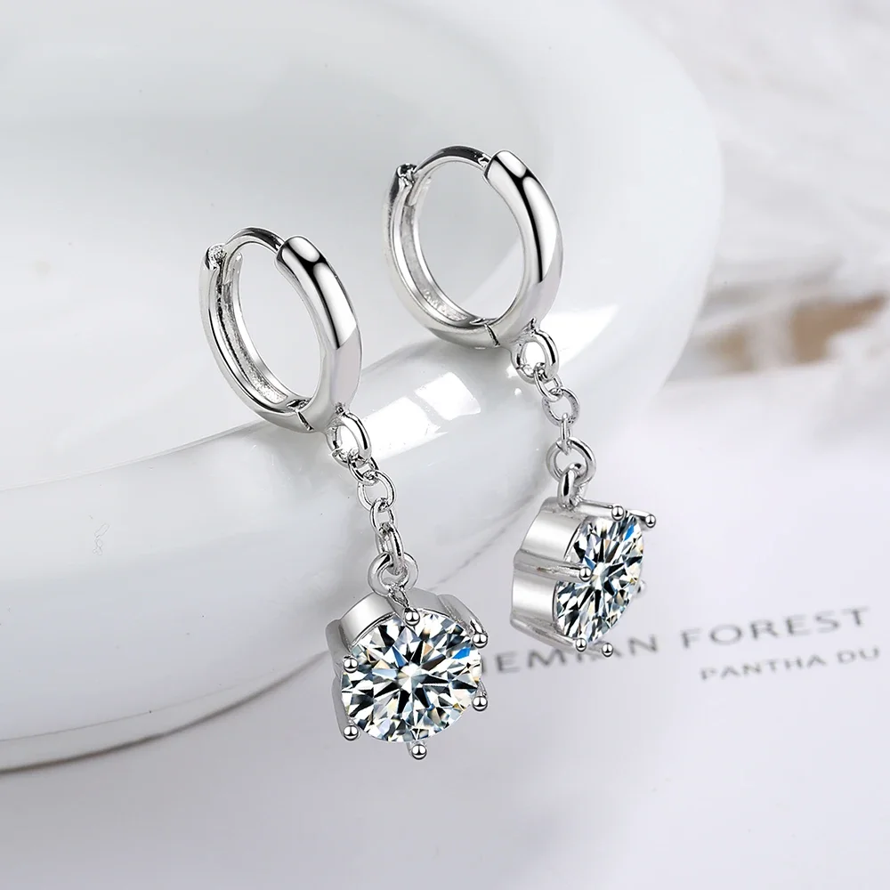 925 Sterling Silver Exquisite Earrings Inlaid Zircon Crystal Ear Buckles For Girls Christmas Valentine's Day Glamour Jewelry