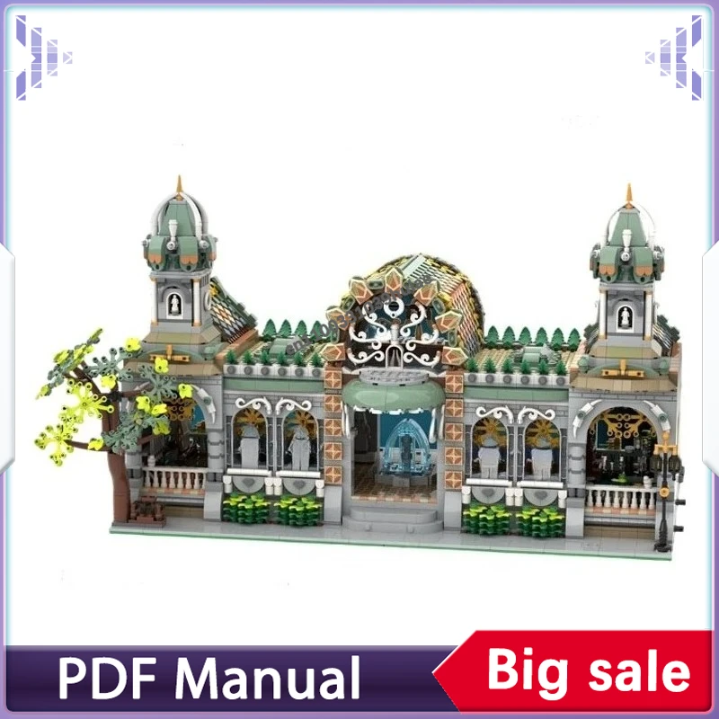 

Детальный конструктор для сборки, волшебная эльфийская железнодорожная станция из строительных блоков, идеально подходит для подарков и демонстрации.