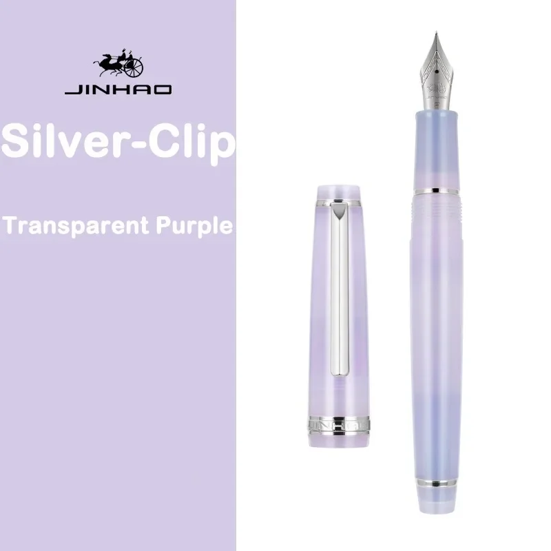 JINHAO 82 Fountain Pen Transparency Acrylic Pen Spin Silver EF F Nib Business Office School Supplies Writing Ink Pen Stationery