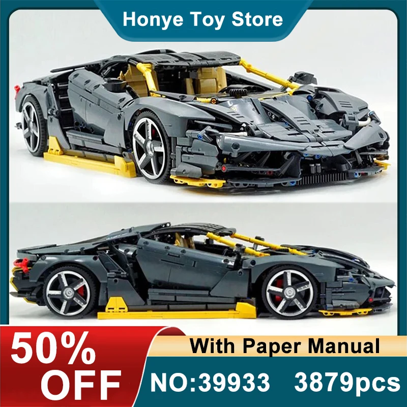 MOC-39933 Technical Black Centenario 1:8 Hypercar Model Assembled Building Blocks Bricks Children's Puzzle Toy Christmas Gift