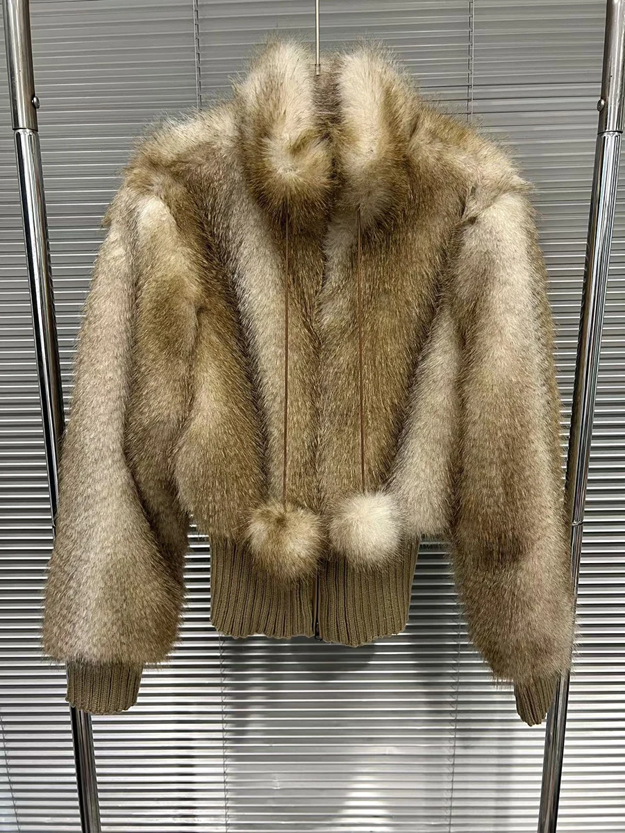 TWOTWINSTYLE Dopasowane, wyszczuplające kurtki damskie z futerkiem, stójką, długimi rękawami, patchworkiem i sznurowaniem, krótkie kurtki damskie