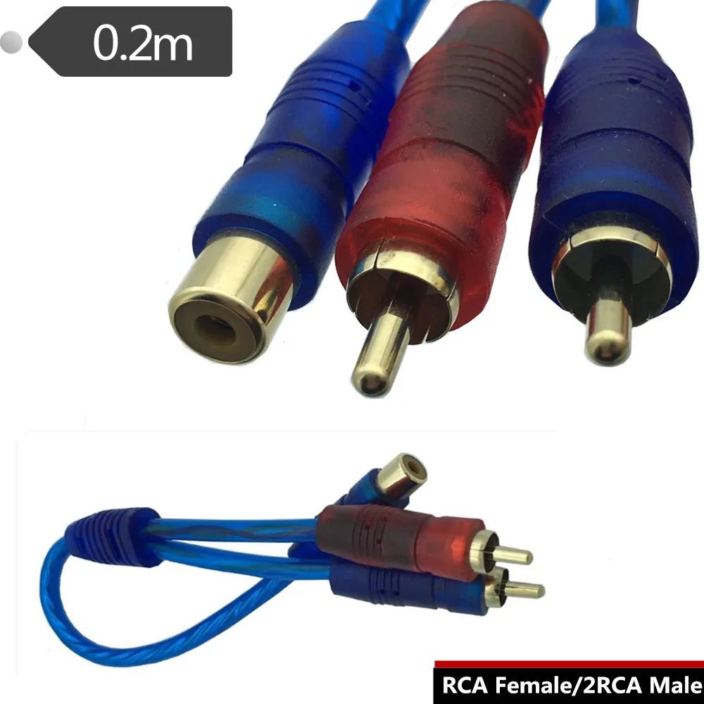 1 szt. RCA męski na żeński Splitter Stereo Audio Adapter Y złącze przewodu kablowego podwójny lotos głowy krótka linia do wzmacniacza samochodowego