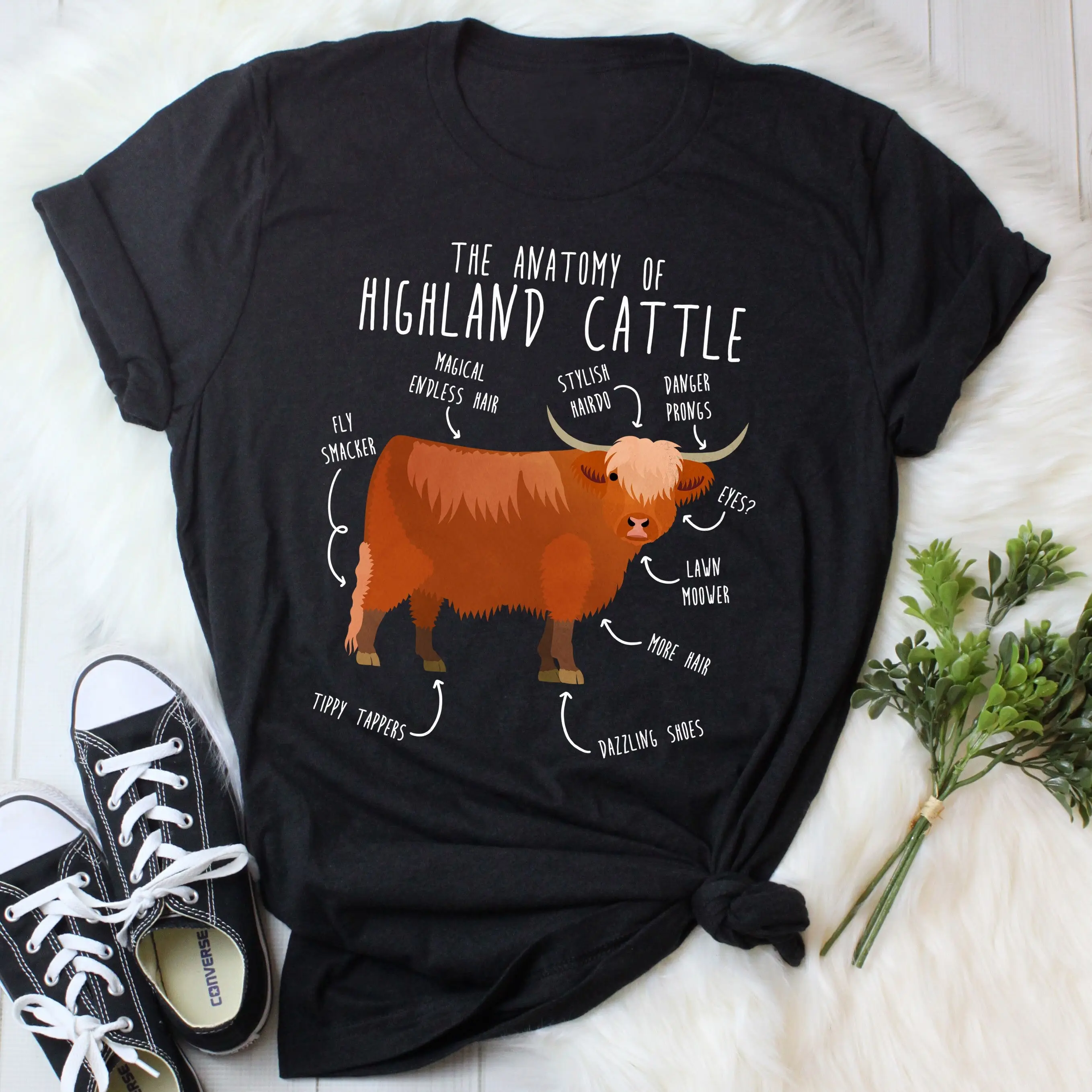 Highland Cow T Shirt Funny Lover Cute Farmer Livestock Mom Dad Hairy Scottish Rancher Homestead